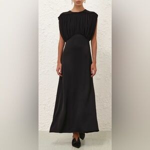 $1600 ZIMMERMANN Crush BIAS BLACK MIDI DRESS Size 0P